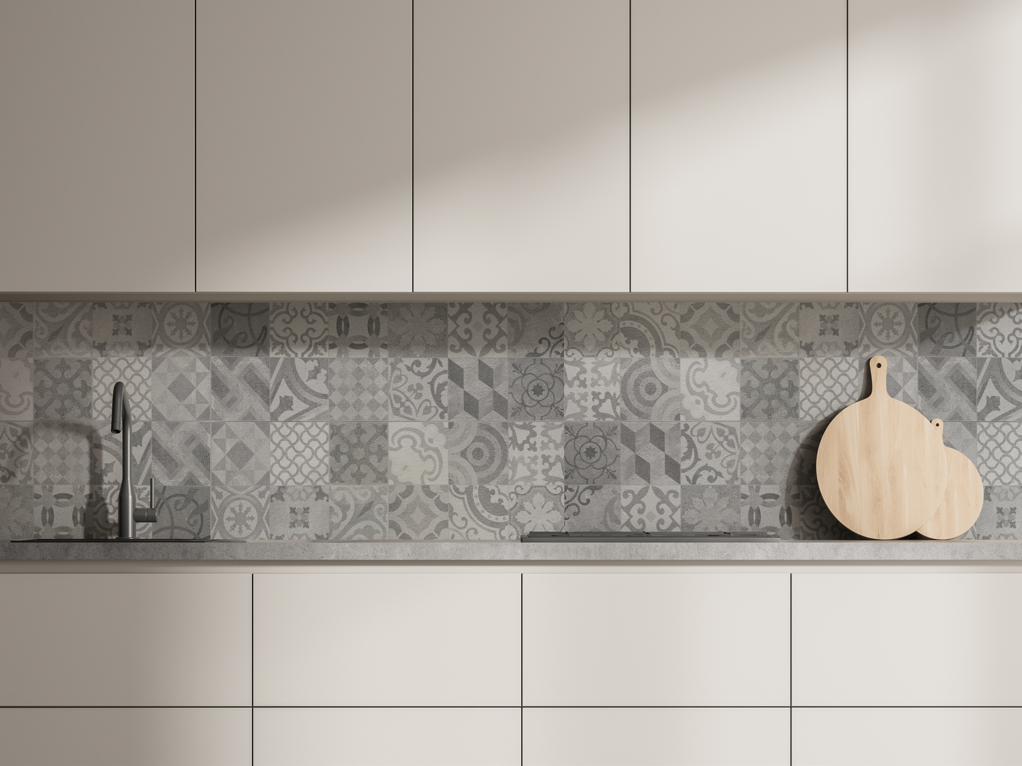 Paraschizzi cucina cementine grigie
