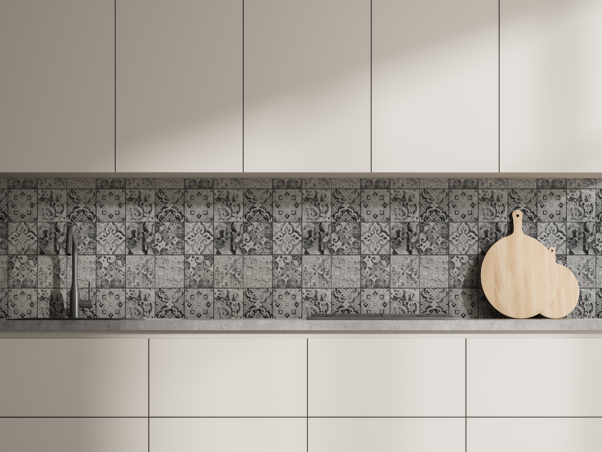 Schienale cucina cementine nere e grigie