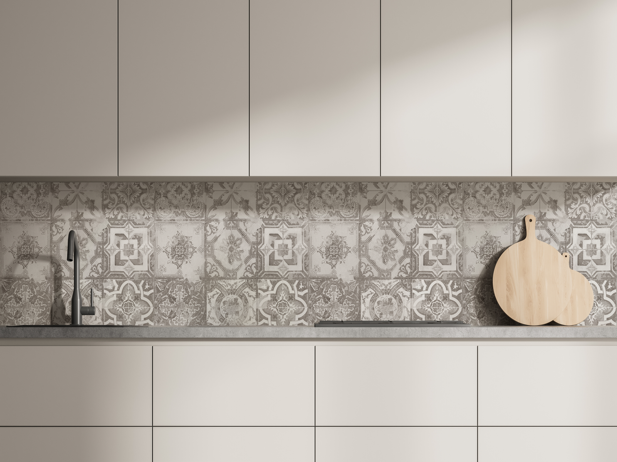 Paraschizzi cucina cementine tortora