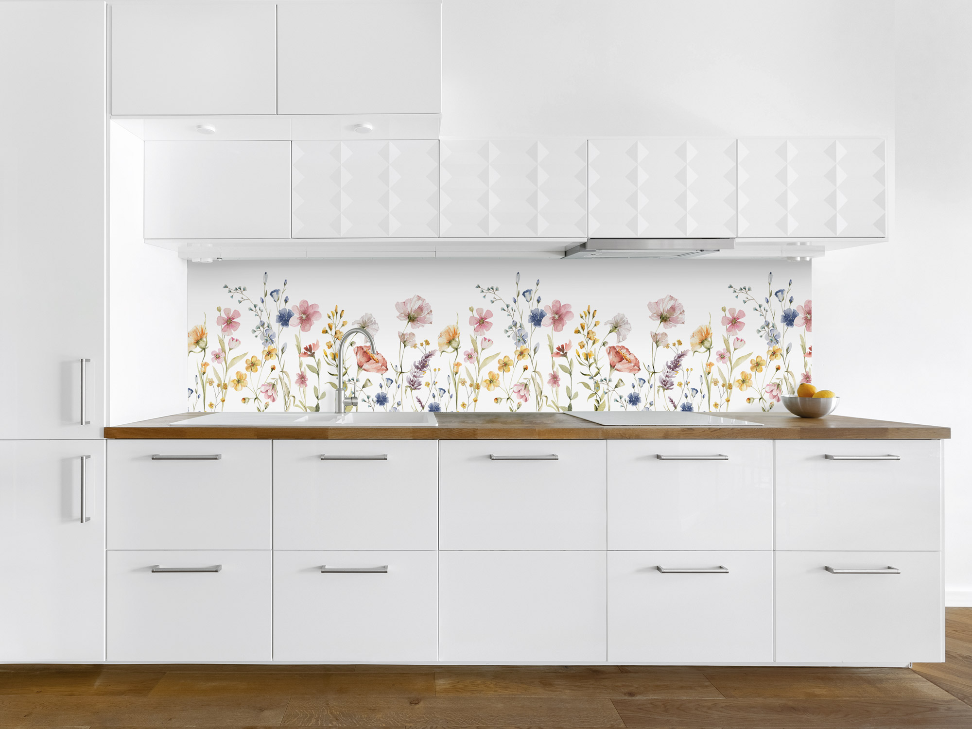 paraschizzi cucina fiori pastello