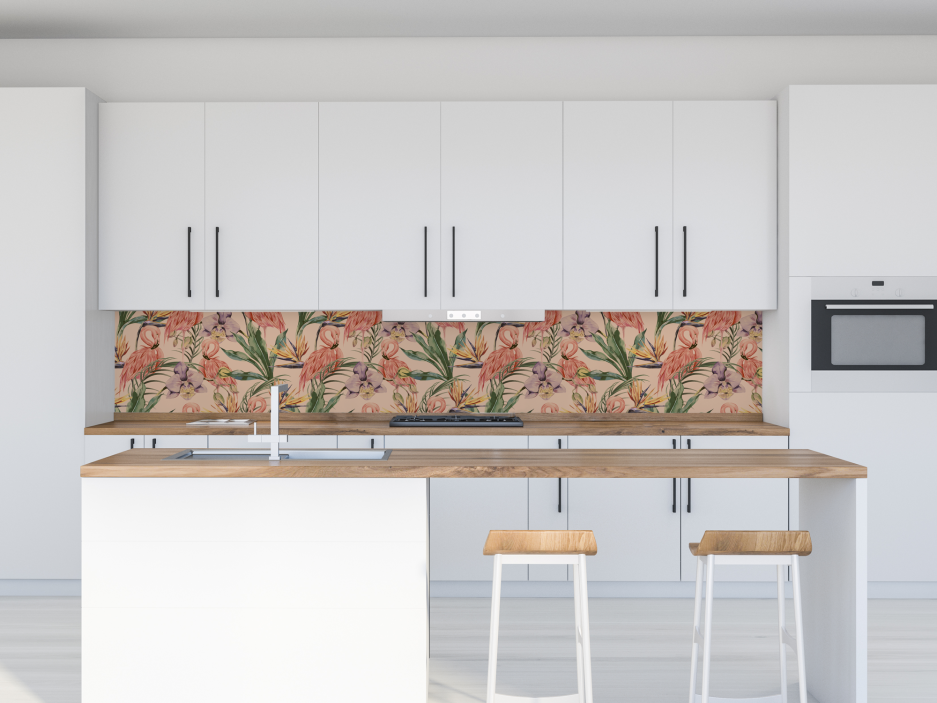 Paraschizzi cucina "Pink flamingo"