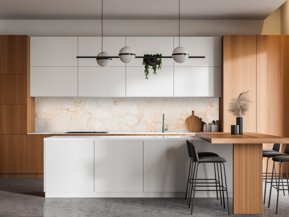 Paraschizzi cucina "Marmo con venature arancio"