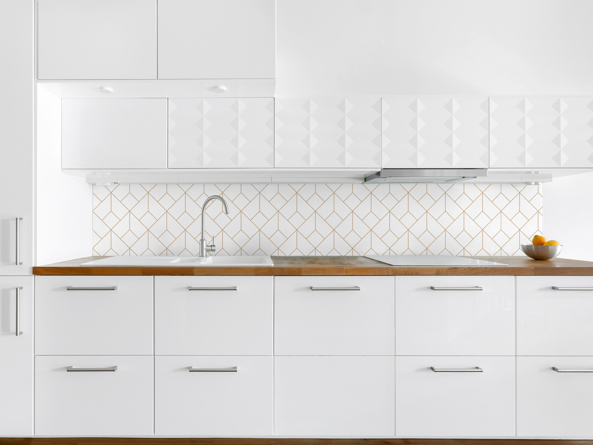 Paraschizzi cucina geometrico ocra