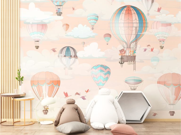 Carta-parati-mongolfiere-rosa